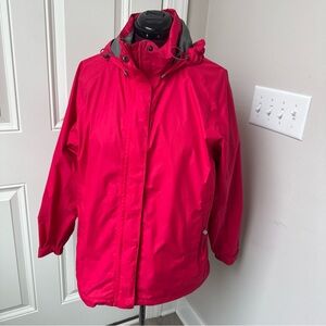 L.L. Bean Vintage GoreTex Rain Jacket Hooded Full Zip Stowaway Berry Pink XL